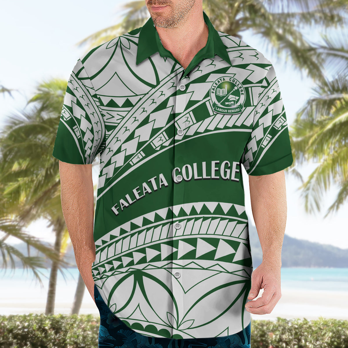 Personalised Samoa Faleata College Hawaiian Shirt Samoan Pattern - Wonder Print Shop