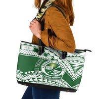 Personalised Samoa Faleata College Leather Tote Bag Samoan Pattern - Wonder Print Shop