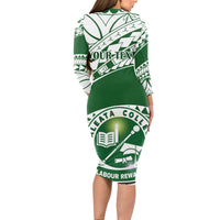 Personalised Samoa Faleata College Long Sleeve Bodycon Dress Samoan Pattern - Wonder Print Shop