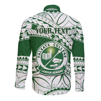 Personalised Samoa Faleata College Long Sleeve Button Shirt Samoan Pattern - Wonder Print Shop