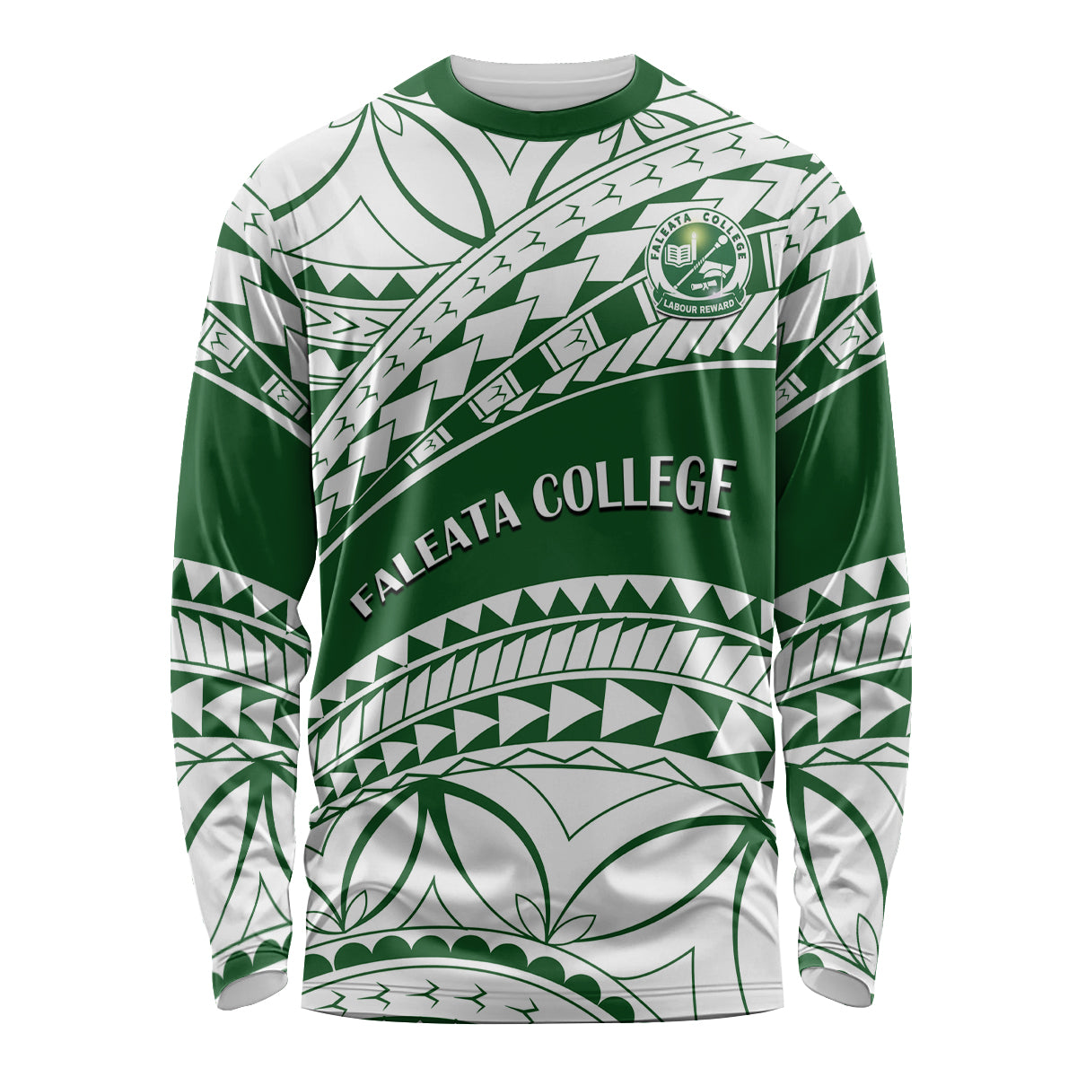 Personalised Samoa Faleata College Long Sleeve Shirt Samoan Pattern - Wonder Print Shop