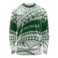 Personalised Samoa Faleata College Long Sleeve Shirt Samoan Pattern - Wonder Print Shop