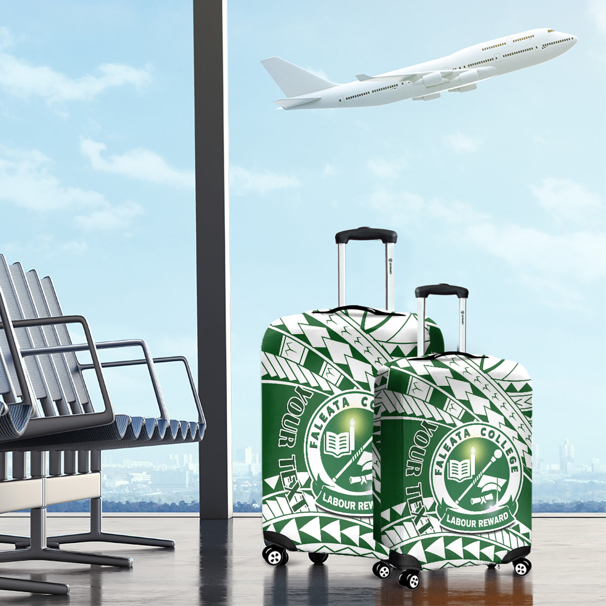 Personalised Samoa Faleata College Luggage Cover Samoan Pattern - Wonder Print Shop