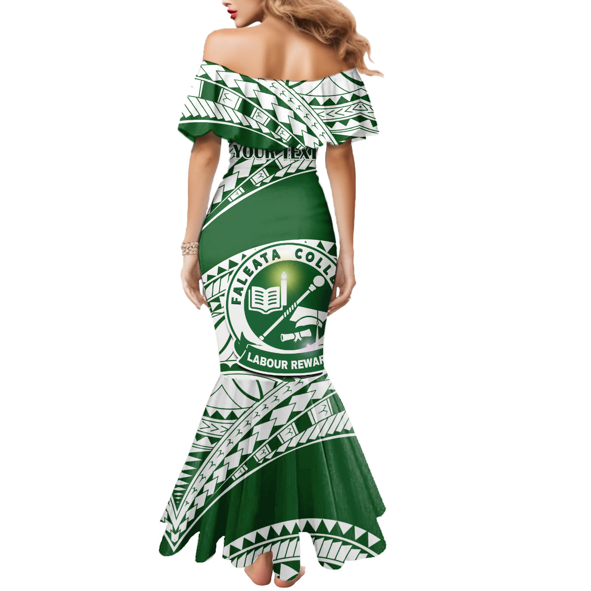 Personalised Samoa Faleata College Mermaid Dress Samoan Pattern - Wonder Print Shop