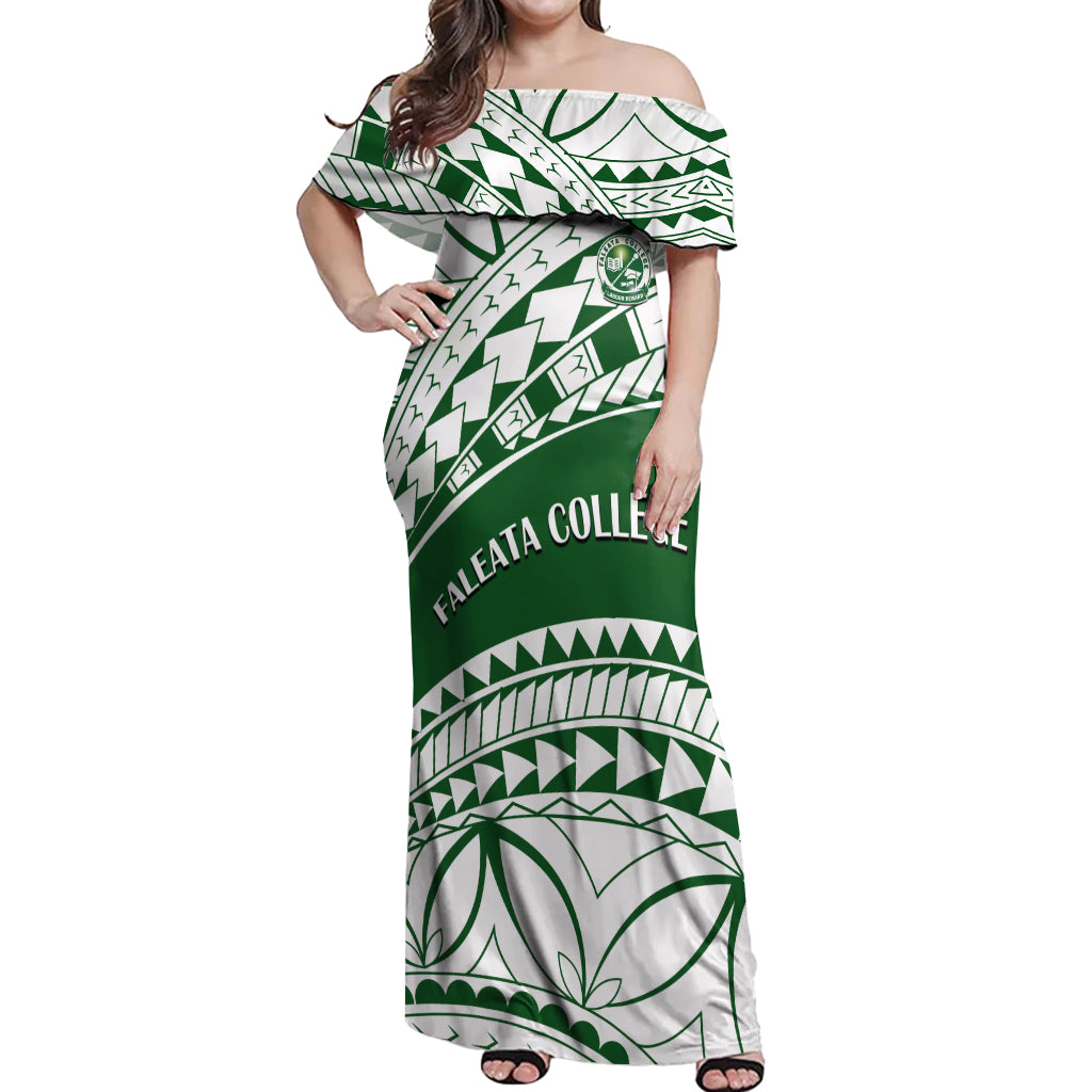 Personalised Samoa Faleata College Off Shoulder Maxi Dress Samoan Pattern - Wonder Print Shop