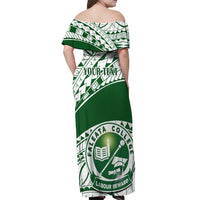 Personalised Samoa Faleata College Off Shoulder Maxi Dress Samoan Pattern - Wonder Print Shop