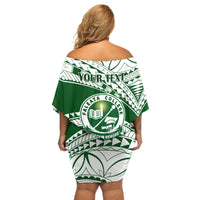 Personalised Samoa Faleata College Off Shoulder Short Dress Samoan Pattern - Wonder Print Shop
