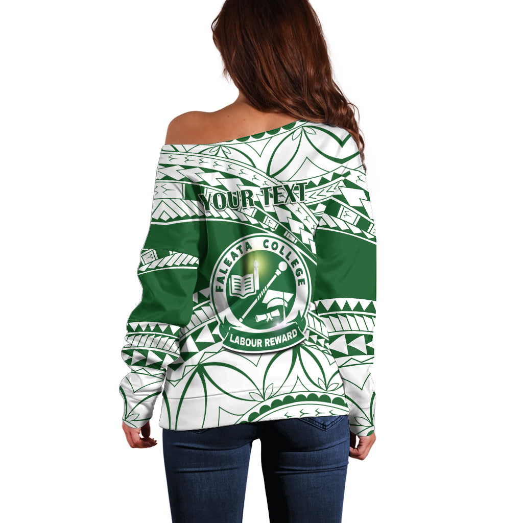 Personalised Samoa Faleata College Off Shoulder Sweater Samoan Pattern - Wonder Print Shop