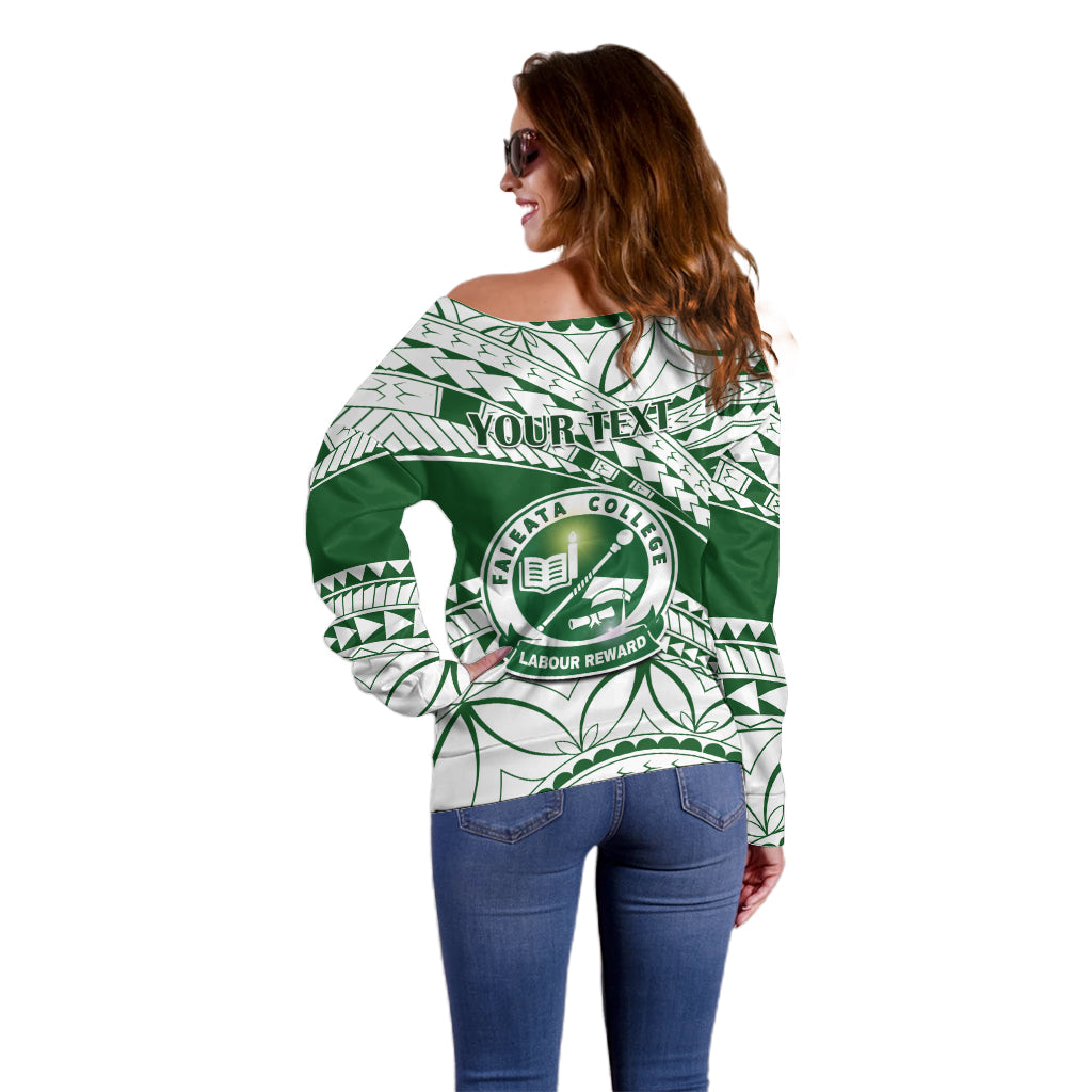 Personalised Samoa Faleata College Off Shoulder Sweater Samoan Pattern - Wonder Print Shop