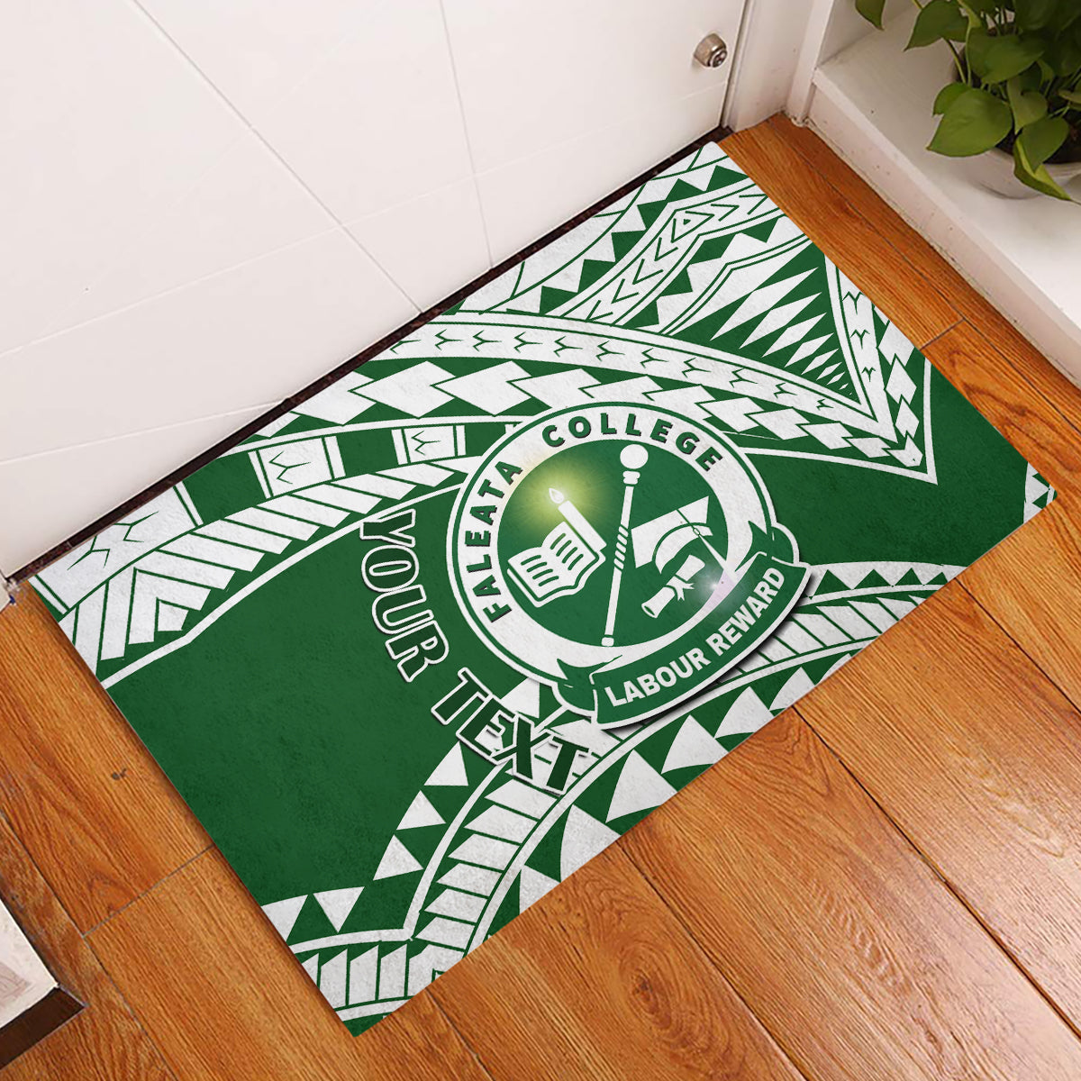Personalised Samoa Faleata College Rubber Doormat Samoan Pattern - Wonder Print Shop