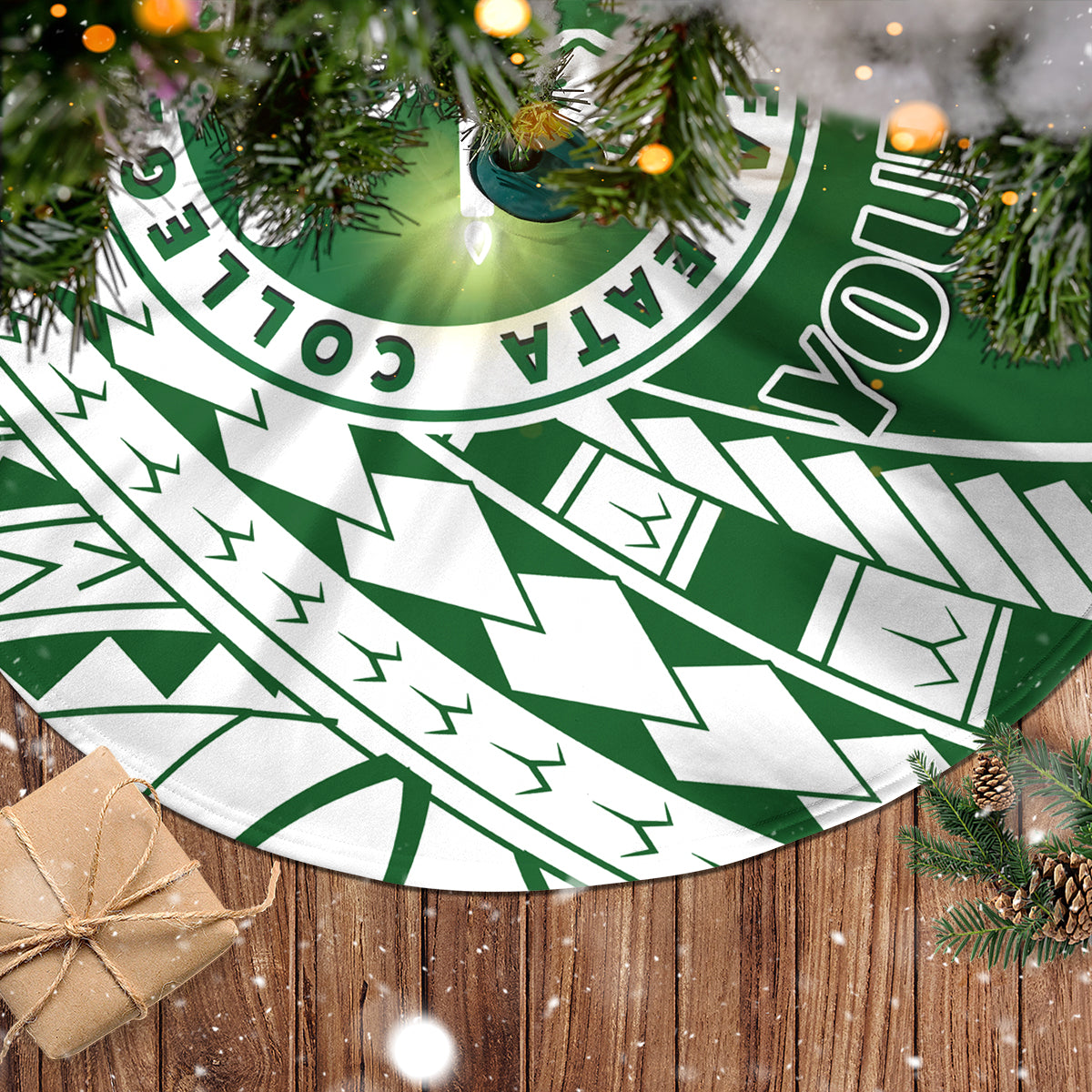 Personalised Samoa Faleata College Tree Skirt Samoan Pattern - Wonder Print Shop