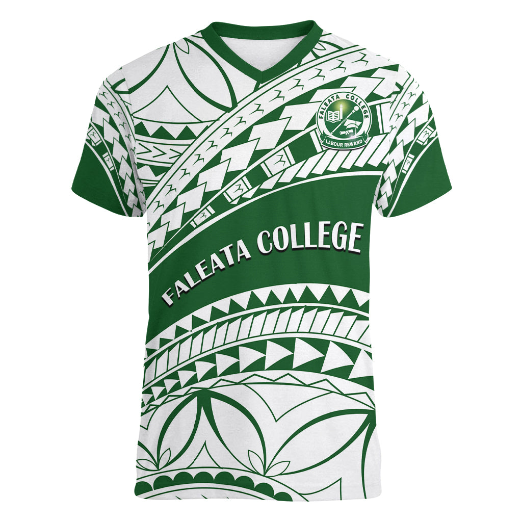 Personalised Samoa Faleata College Women V Neck T Shirt Samoan Pattern - Wonder Print Shop