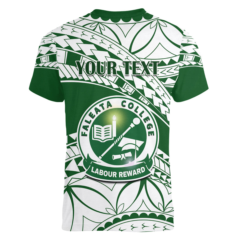 Personalised Samoa Faleata College Women V Neck T Shirt Samoan Pattern - Wonder Print Shop