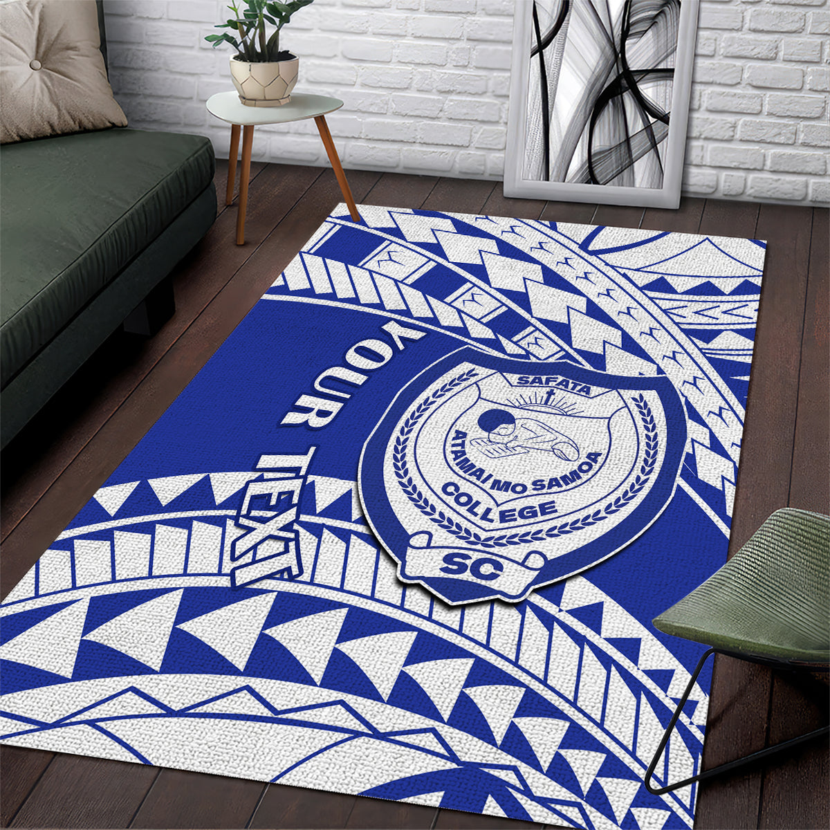 Personalised Samoa Safata College Area Rug Samoan Pattern - Wonder Print Shop