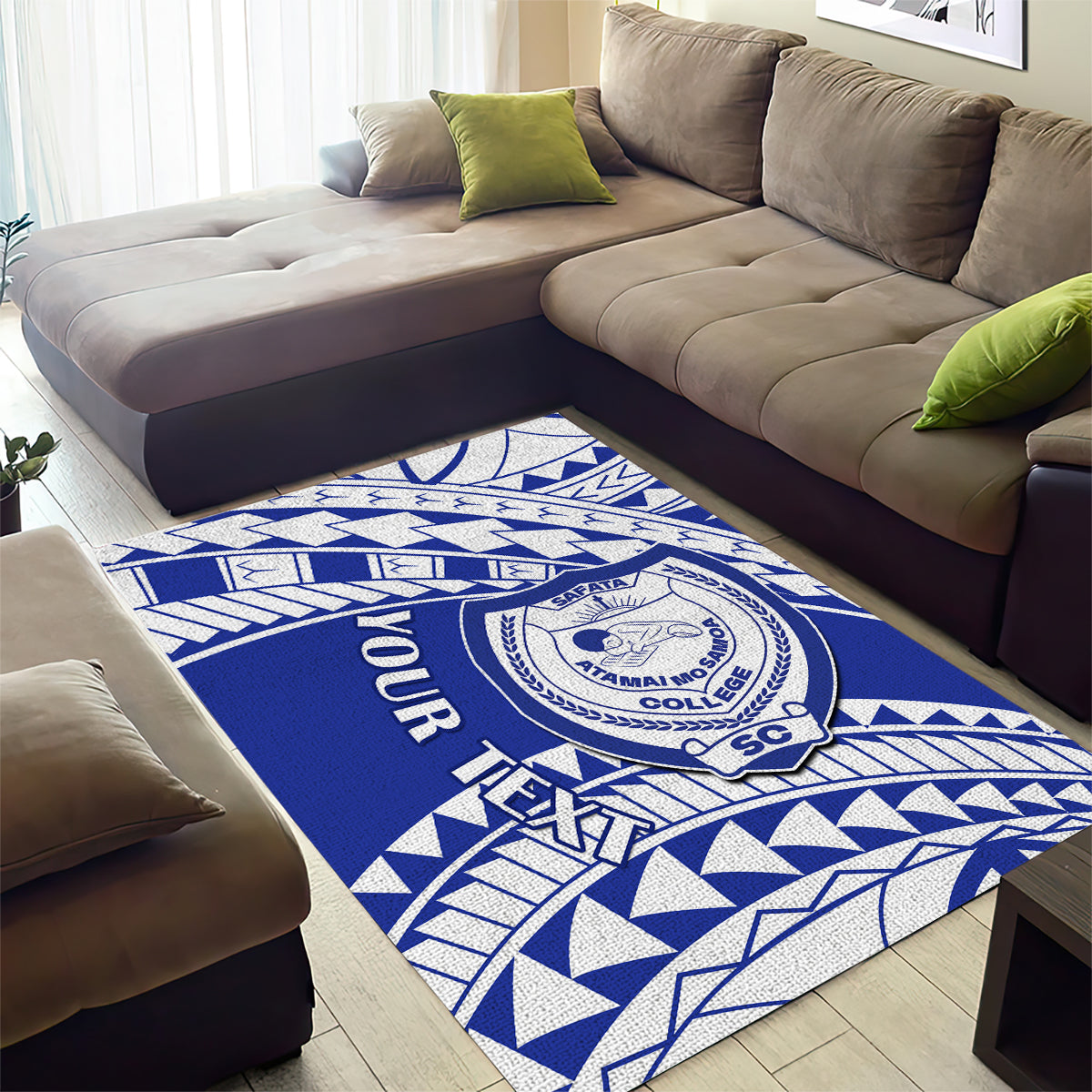 Personalised Samoa Safata College Area Rug Samoan Pattern - Wonder Print Shop