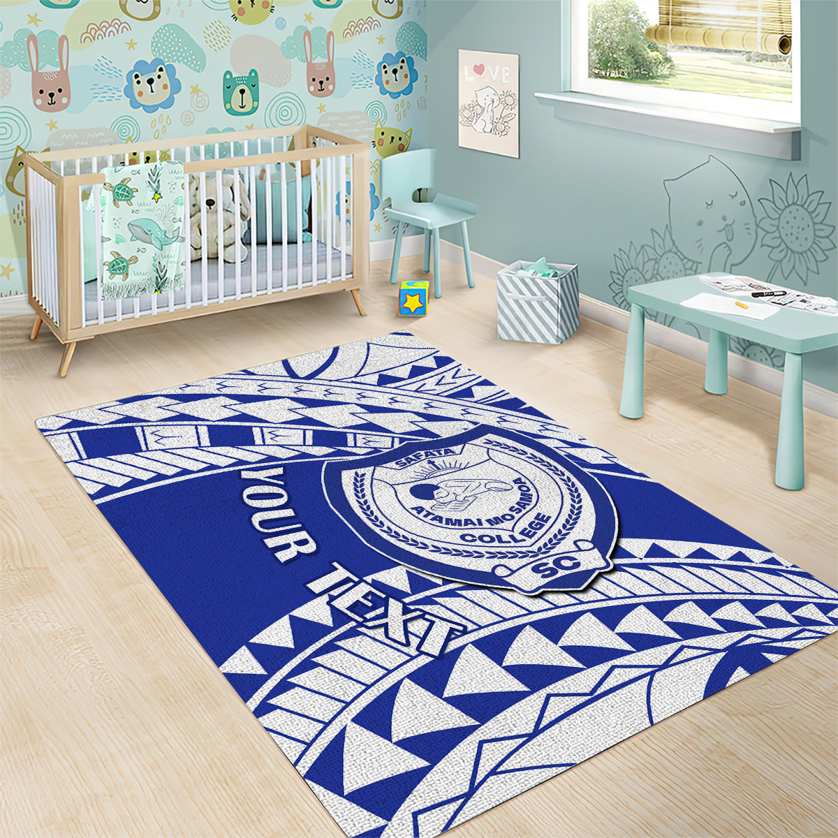 Personalised Samoa Safata College Area Rug Samoan Pattern - Wonder Print Shop
