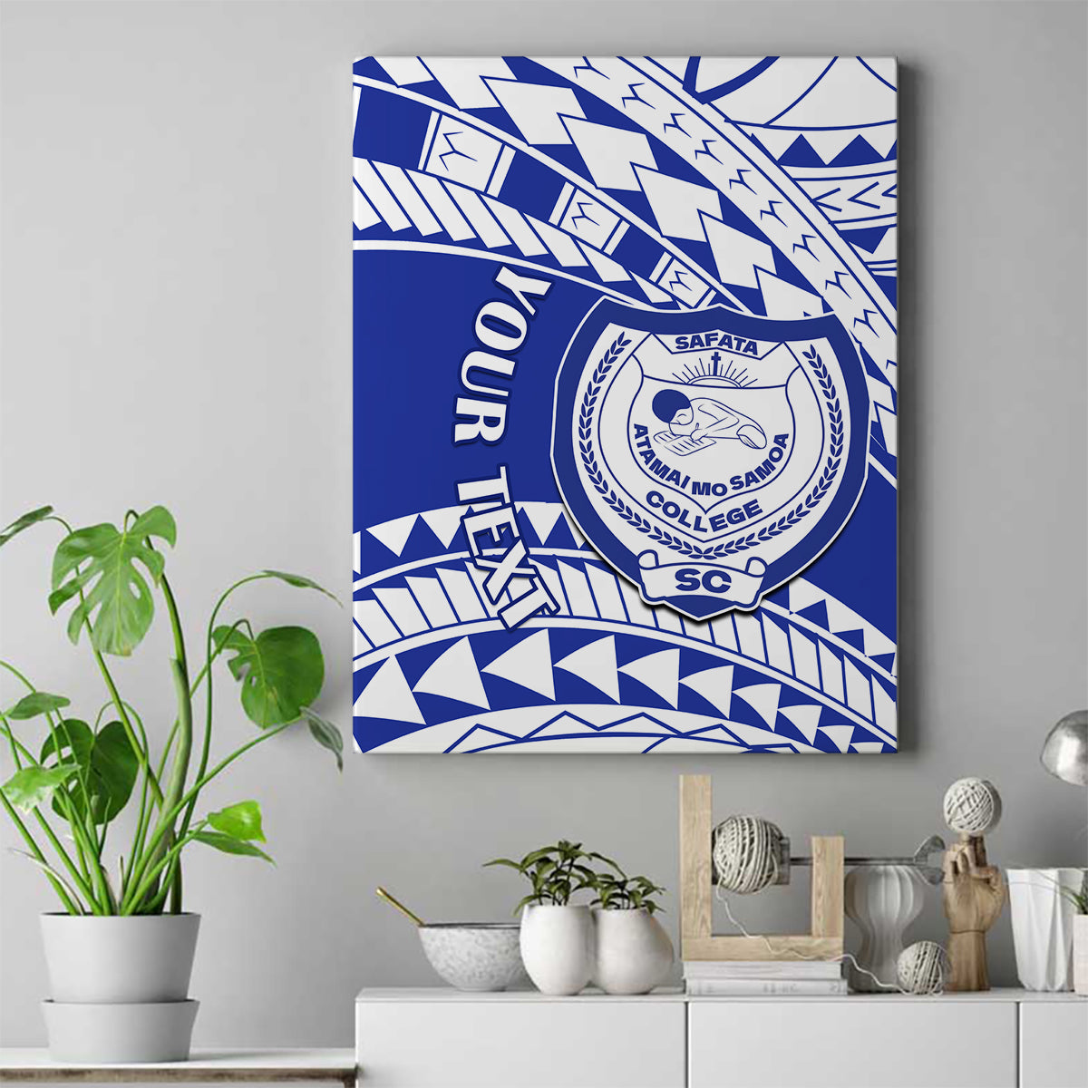 Personalised Samoa Safata College Canvas Wall Art Samoan Pattern - Wonder Print Shop