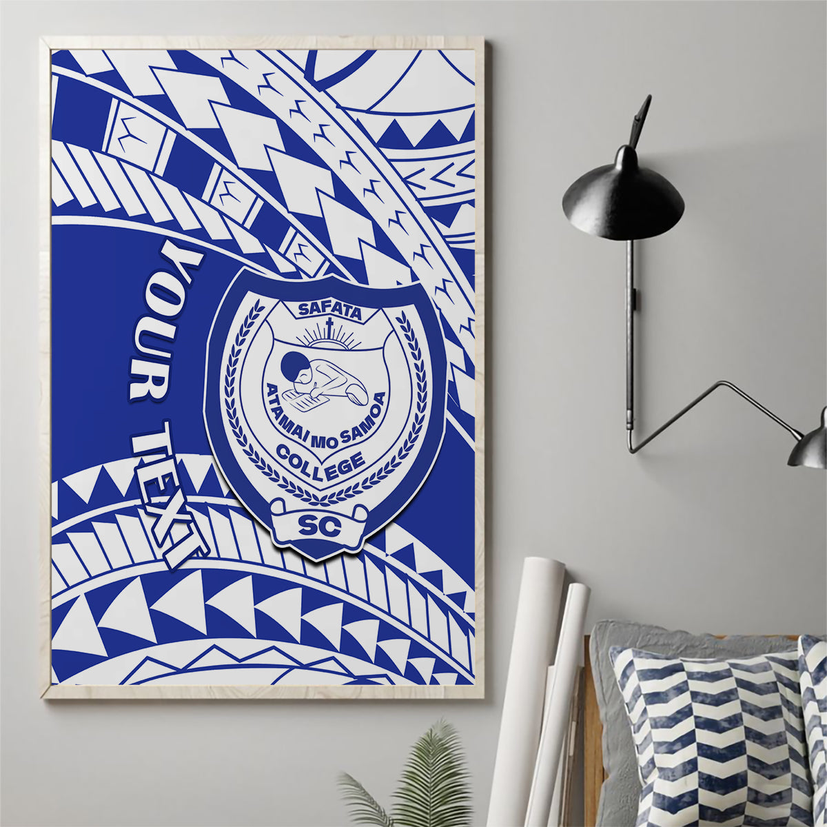 Personalised Samoa Safata College Canvas Wall Art Samoan Pattern - Wonder Print Shop