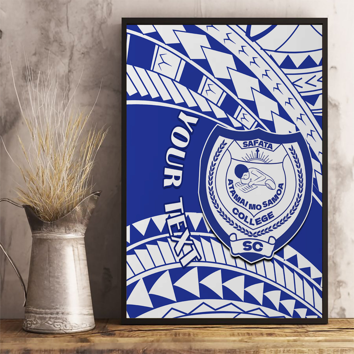 Personalised Samoa Safata College Canvas Wall Art Samoan Pattern - Wonder Print Shop