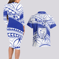 Personalised Samoa Safata College Couples Matching Long Sleeve Bodycon Dress and Hawaiian Shirt Samoan Pattern - Wonder Print Shop