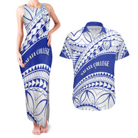 Personalised Samoa Safata College Couples Matching Tank Maxi Dress and Hawaiian Shirt Samoan Pattern - Wonder Print Shop