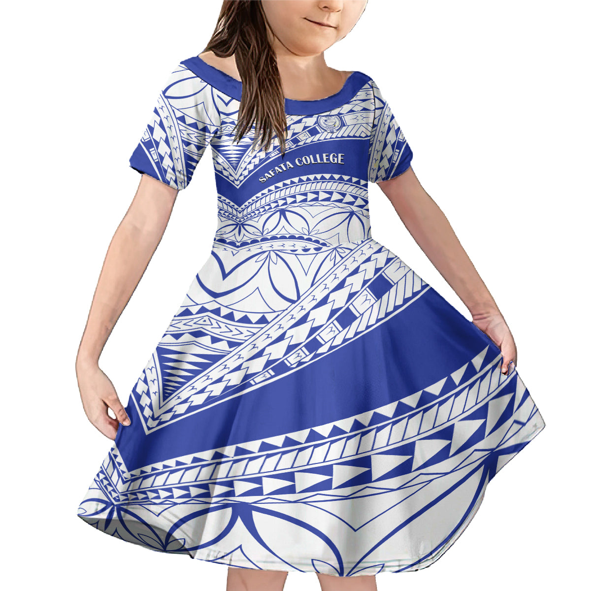 Personalised Samoa Safata College Family Matching Mermaid Dress and Hawaiian Shirt Samoan Pattern - Wonder Print Shop