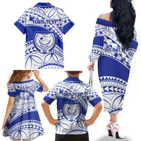 Personalised Samoa Safata College Family Matching Off Shoulder Long Sleeve Dress and Hawaiian Shirt Samoan Pattern - Wonder Print Shop