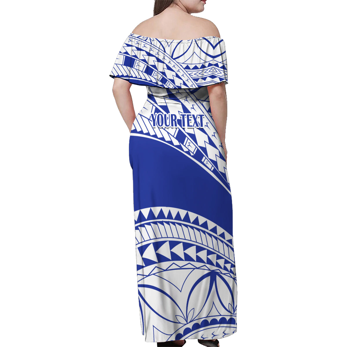 Personalised Samoa Safata College Family Matching Off Shoulder Maxi Dress and Hawaiian Shirt Samoan Pattern - Wonder Print Shop