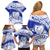 Personalised Samoa Safata College Family Matching Off Shoulder Short Dress and Hawaiian Shirt Samoan Pattern - Wonder Print Shop