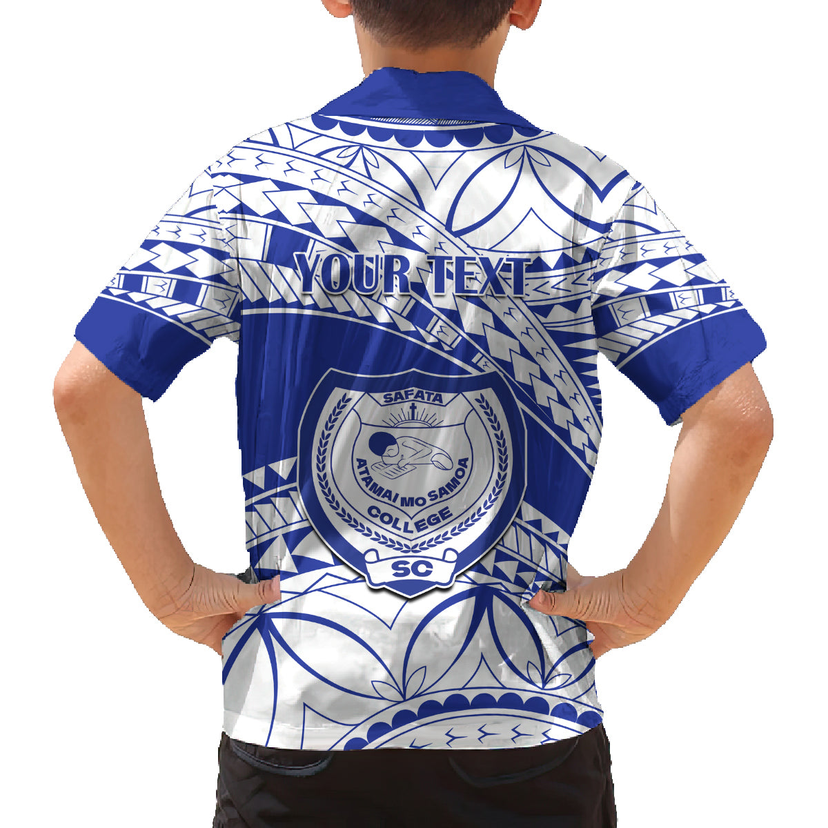 Personalised Samoa Safata College Family Matching Puletasi Dress and Hawaiian Shirt Samoan Pattern - Wonder Print Shop