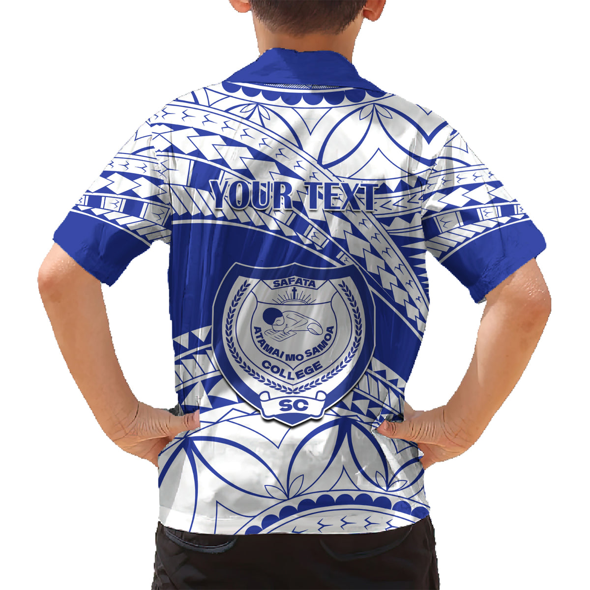 Personalised Samoa Safata College Family Matching Short Sleeve Bodycon Dress and Hawaiian Shirt Samoan Pattern - Wonder Print Shop