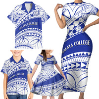Personalised Samoa Safata College Family Matching Short Sleeve Bodycon Dress and Hawaiian Shirt Samoan Pattern - Wonder Print Shop