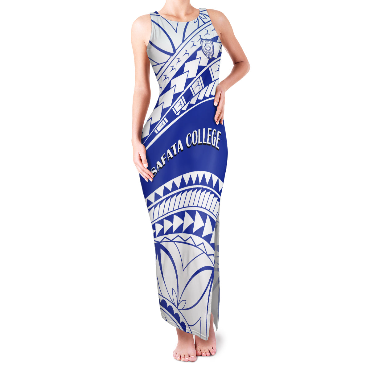 Personalised Samoa Safata College Family Matching Tank Maxi Dress and Hawaiian Shirt Samoan Pattern - Wonder Print Shop