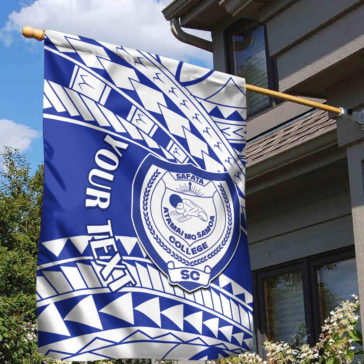Personalised Samoa Safata College Garden Flag Samoan Pattern - Wonder Print Shop