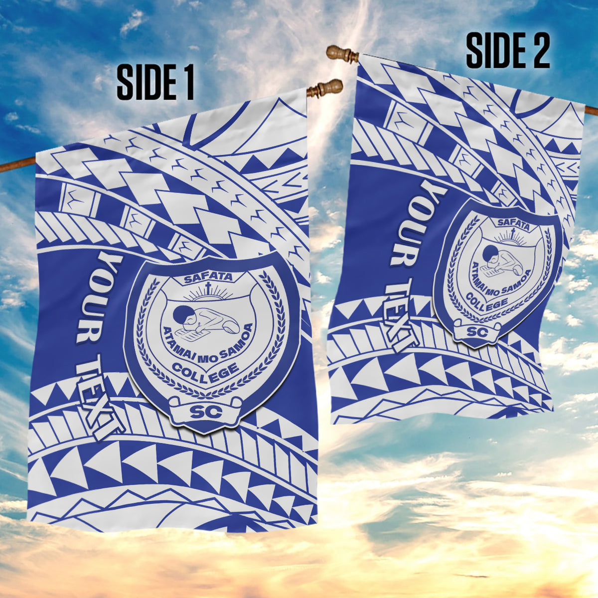 Personalised Samoa Safata College Garden Flag Samoan Pattern - Wonder Print Shop