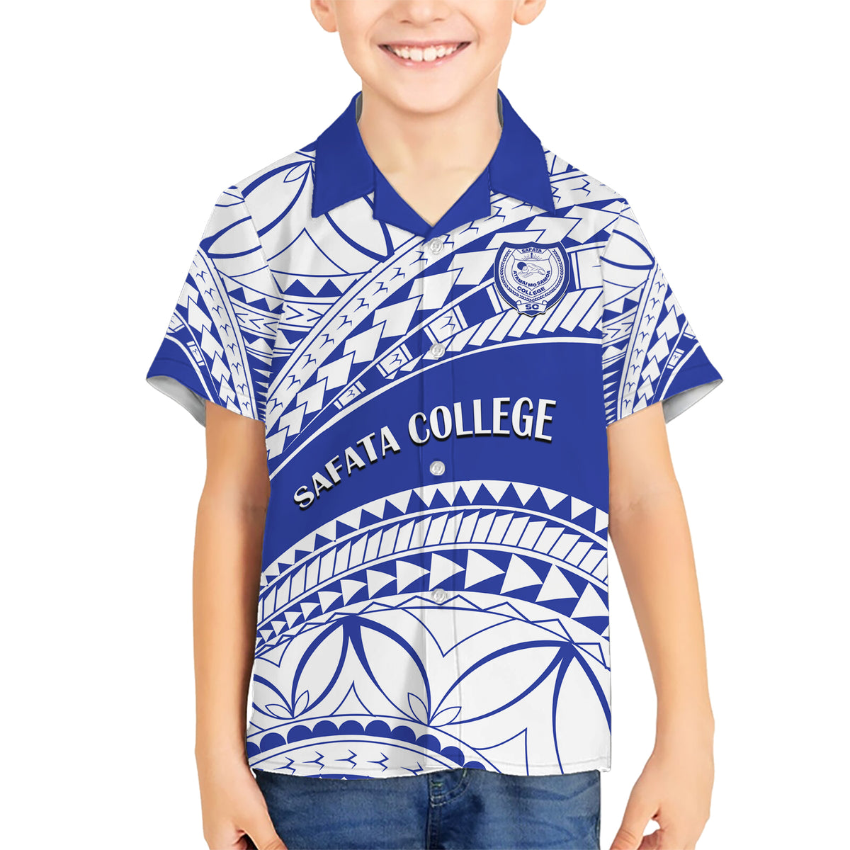 Personalised Samoa Safata College Hawaiian Shirt Samoan Pattern - Wonder Print Shop