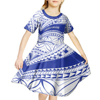 Personalised Samoa Safata College Kid Short Sleeve Dress Samoan Pattern - Wonder Print Shop