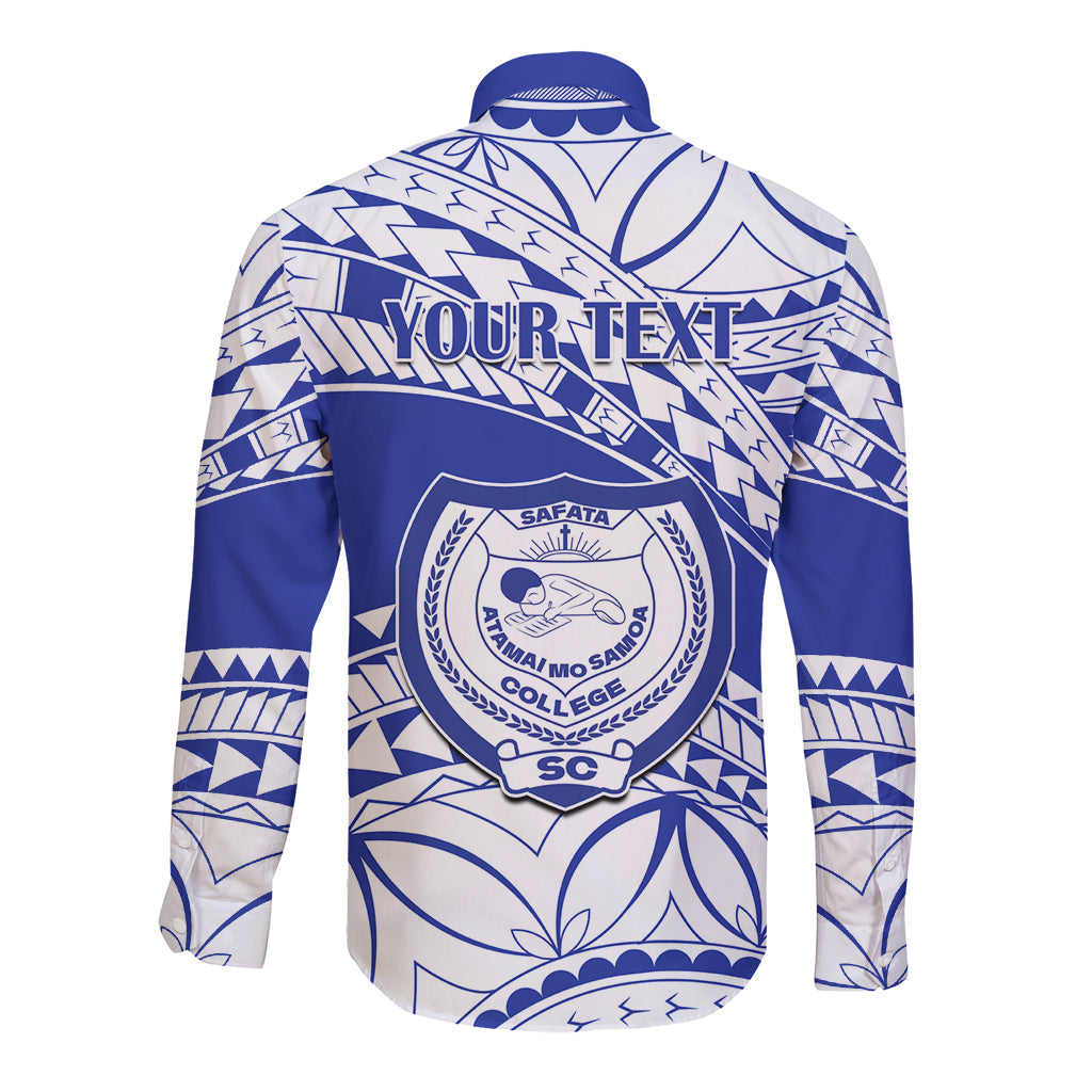 Personalised Samoa Safata College Long Sleeve Button Shirt Samoan Pattern - Wonder Print Shop