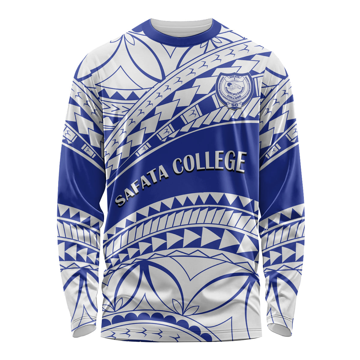 Personalised Samoa Safata College Long Sleeve Shirt Samoan Pattern - Wonder Print Shop