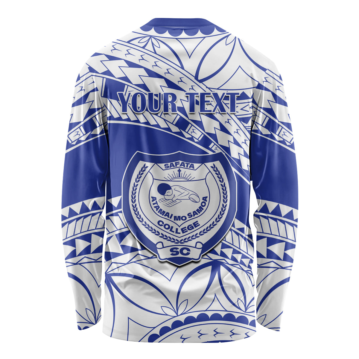 Personalised Samoa Safata College Long Sleeve Shirt Samoan Pattern - Wonder Print Shop