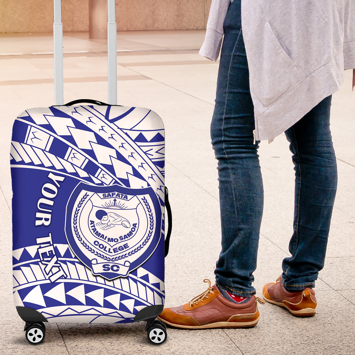 Personalised Samoa Safata College Luggage Cover Samoan Pattern - Wonder Print Shop