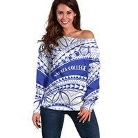 Personalised Samoa Safata College Off Shoulder Sweater Samoan Pattern - Wonder Print Shop
