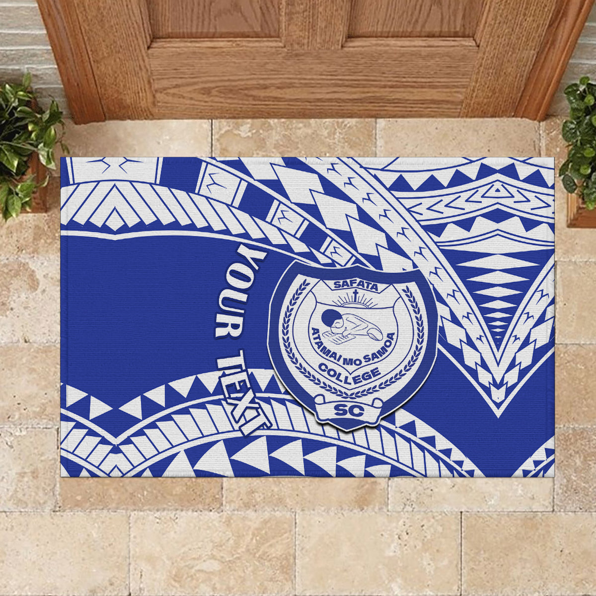 Personalised Samoa Safata College Rubber Doormat Samoan Pattern - Wonder Print Shop