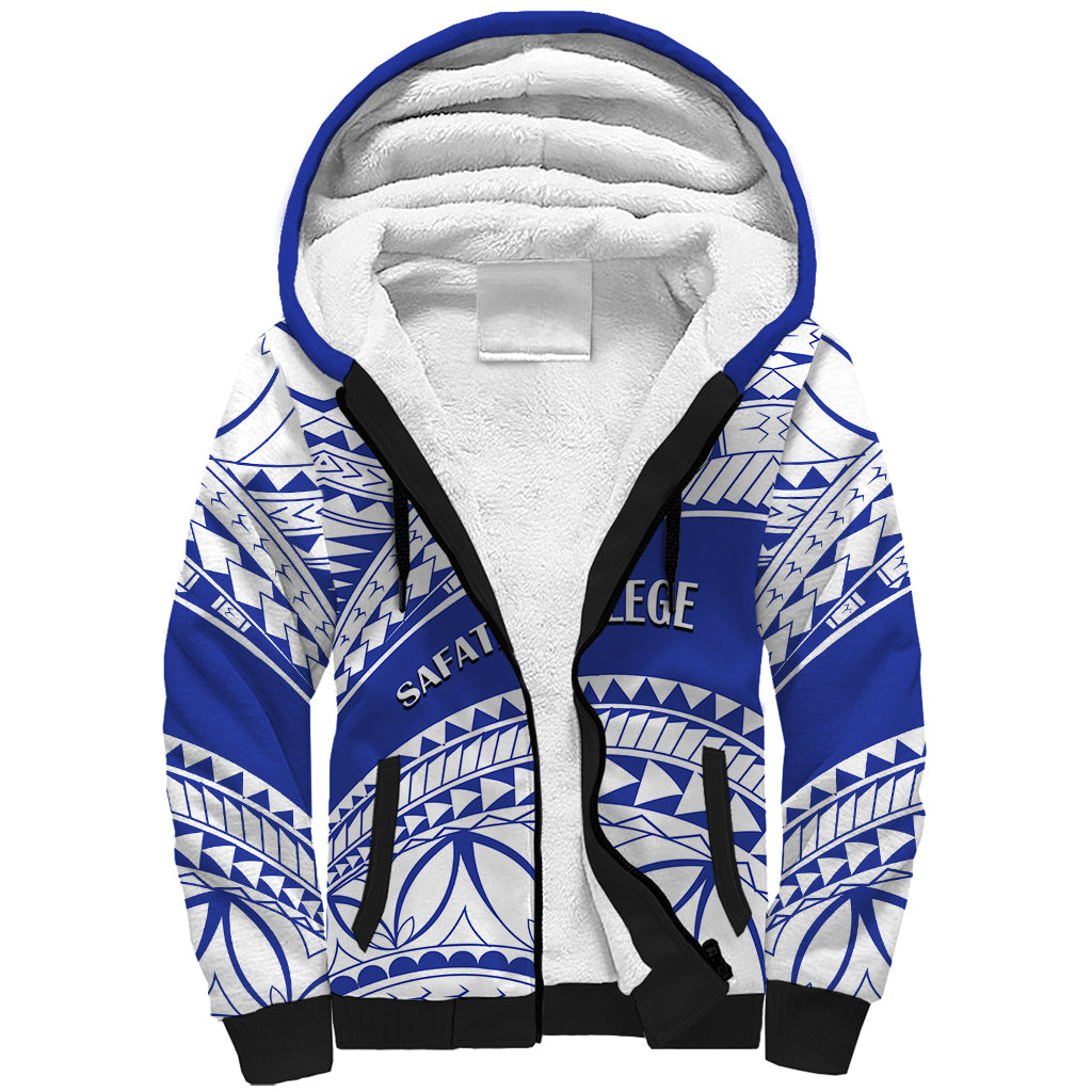 Personalised Samoa Safata College Sherpa Hoodie Samoan Pattern - Wonder Print Shop