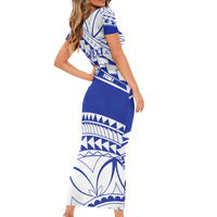 Personalised Samoa Safata College Short Sleeve Bodycon Dress Samoan Pattern - Wonder Print Shop