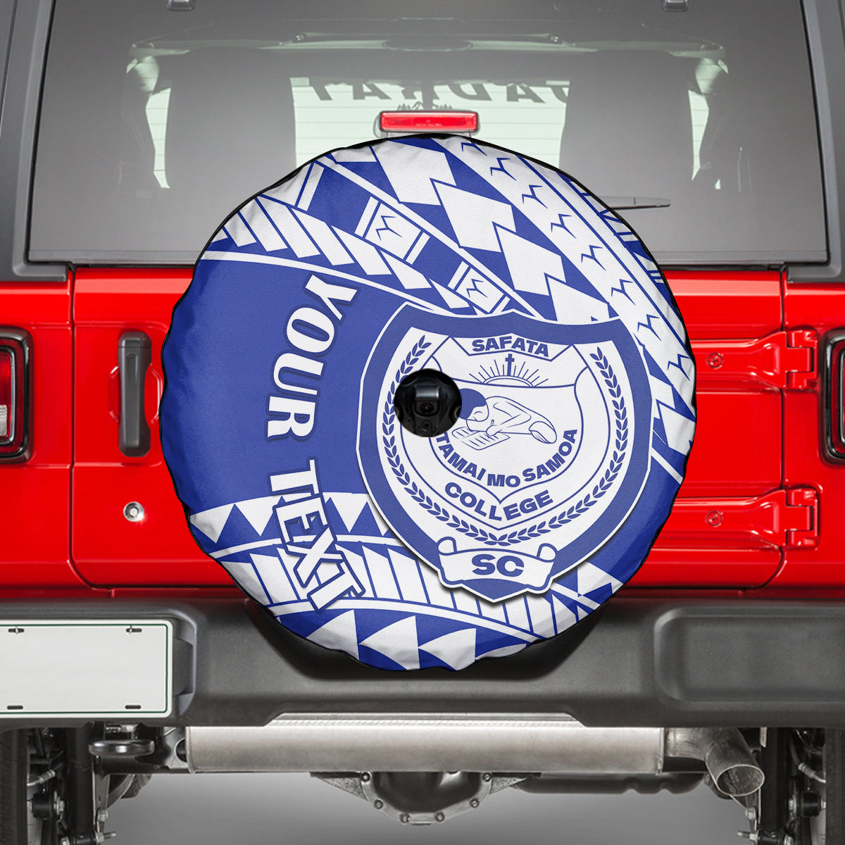 Personalised Samoa Safata College Spare Tire Cover Samoan Pattern - Wonder Print Shop