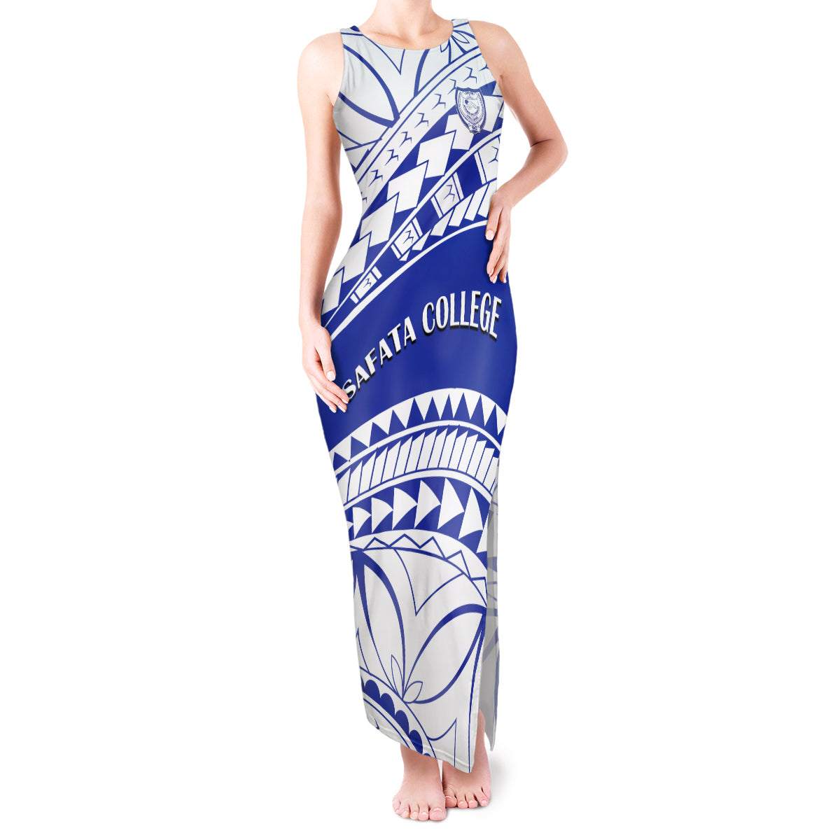 Personalised Samoa Safata College Tank Maxi Dress Samoan Pattern - Wonder Print Shop