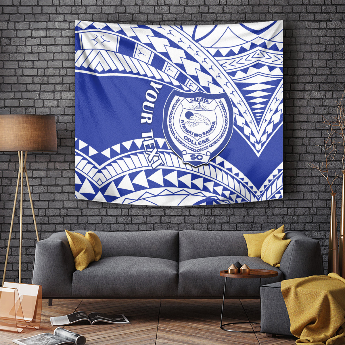 Personalised Samoa Safata College Tapestry Samoan Pattern - Wonder Print Shop