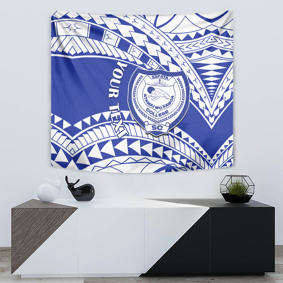Personalised Samoa Safata College Tapestry Samoan Pattern - Wonder Print Shop
