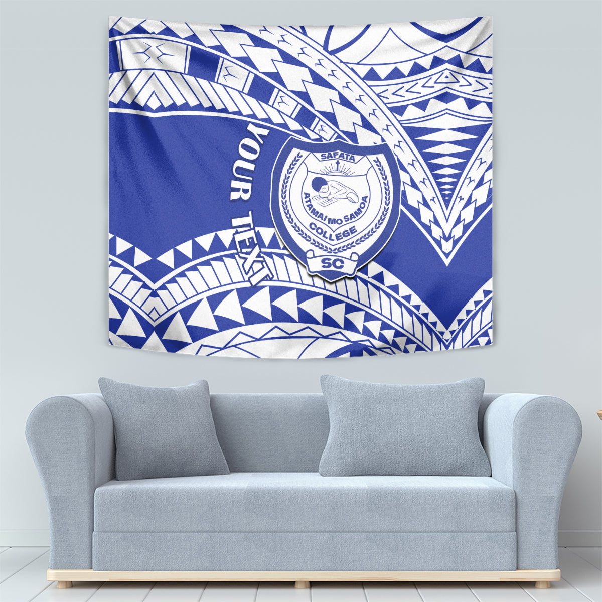 Personalised Samoa Safata College Tapestry Samoan Pattern - Wonder Print Shop